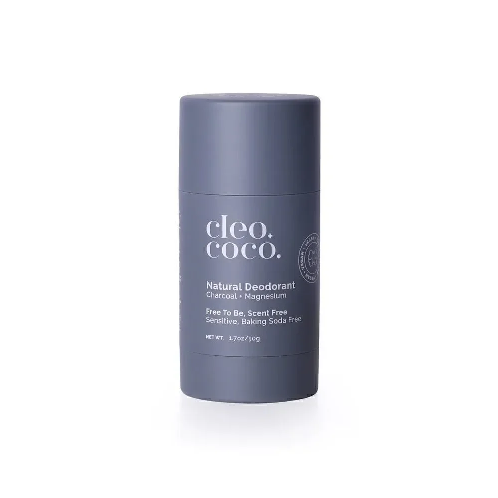 Cleo+CocoUNSCENTED Charcoal+Magnesium Deodorant Baking Soda Free+Vegan-Free ToBe
